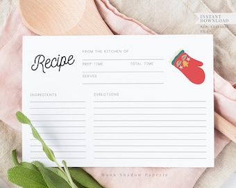 pot-holder recipe card //  printable recipe card, recipe cards, bridal shower, wedding shower