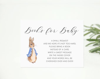 Livros de coelho Peter para cartão de bebê // tema Peter Rabbit, coelho, gênero neutro, faça você mesmo para impressão