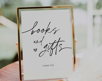 books and gifts sign // baby shower sign, minimalist, gender neutral, instant download, printable sign, 0188