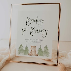 Baby-Schild // Babyparty-Schild, Bär, Babyparty, Junge, Waldbäume, Schild zum Ausdrucken
