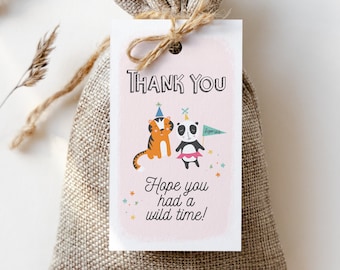 party animals birthday favor tag // printable favor tag, birthday party, party animals, thank you tag