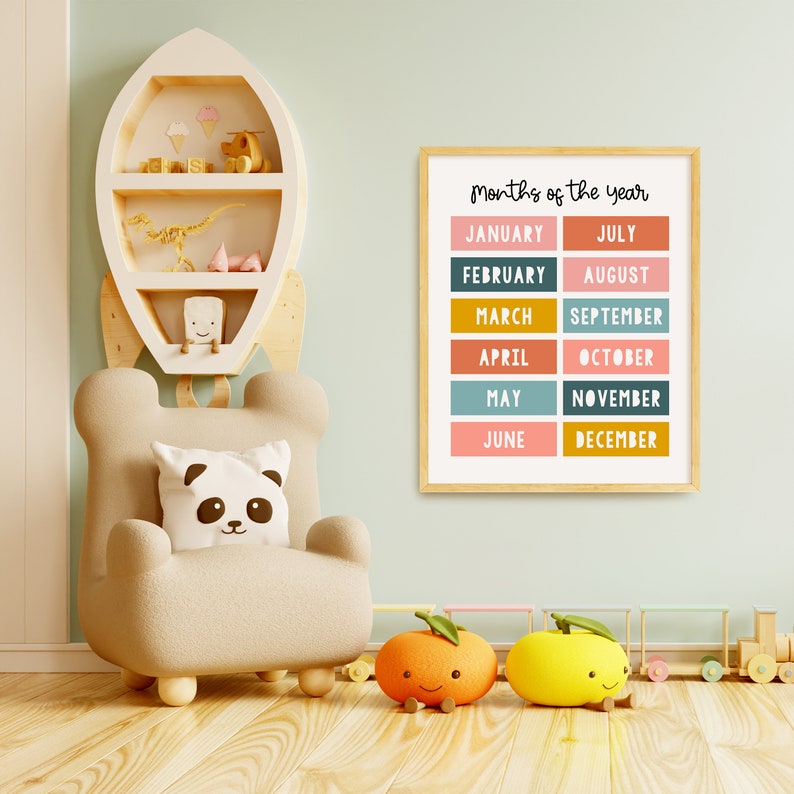 Months of the Year Printable Poster // Printable Kids Wall Art, Nursery ...