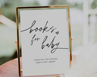 books for baby sign // baby shower sign, minimalist, gender neutral, instant download, printable sign, 0188