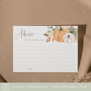 advies voor de mama-to-be kaart // herfst herfst bloemen babyshower, herfst bloemen, pompoen thema, gender neutrale, afdrukbare baby douche spel