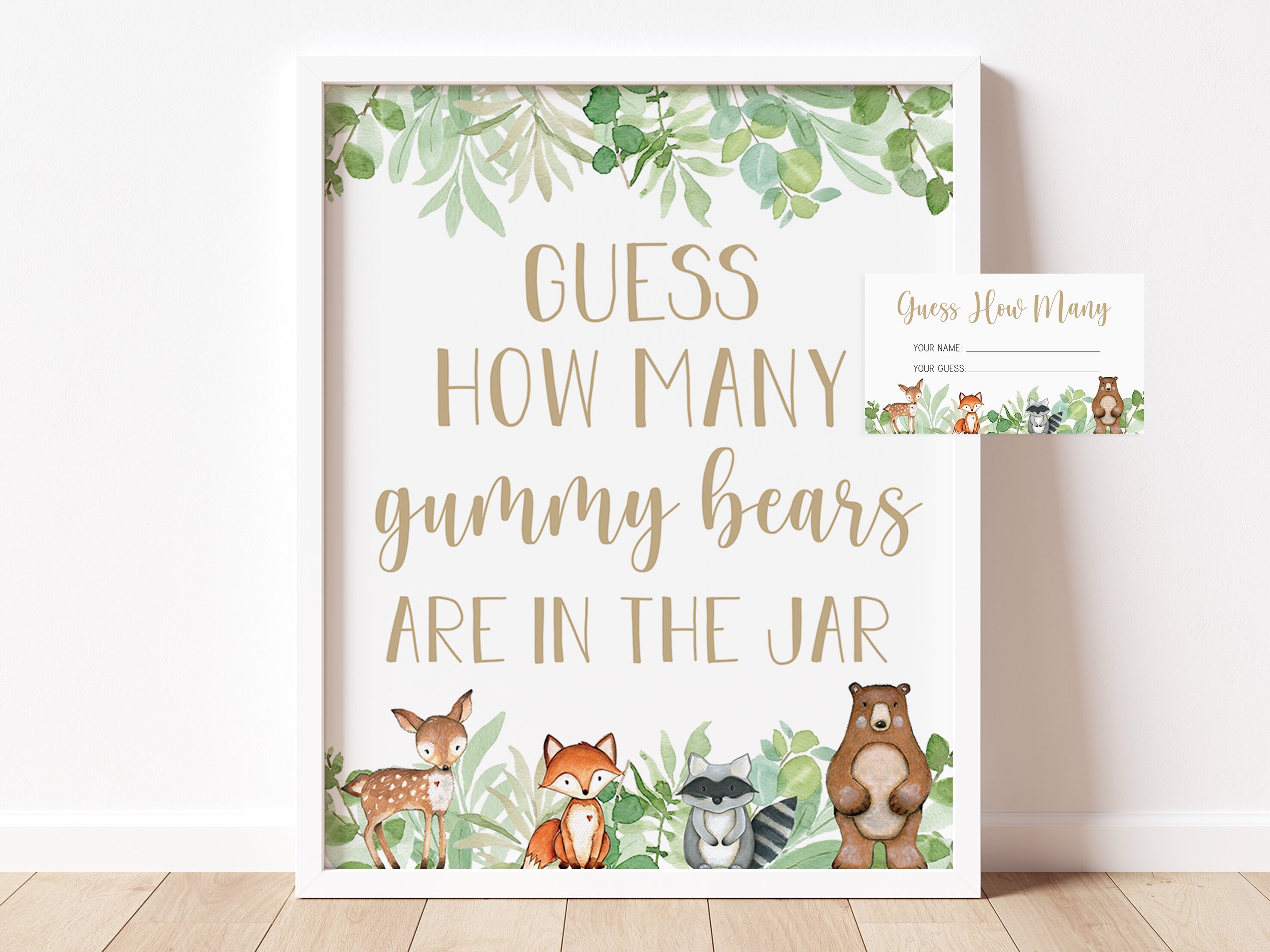 Guess how many gummy bears are in the jar sign and card // | Etsy