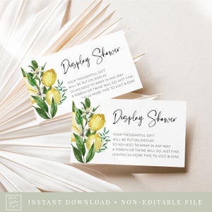 lemon display shower card // lemon baby shower, lemon bridal shower, lemons, citrus, lemon theme, gender neutral, printable card