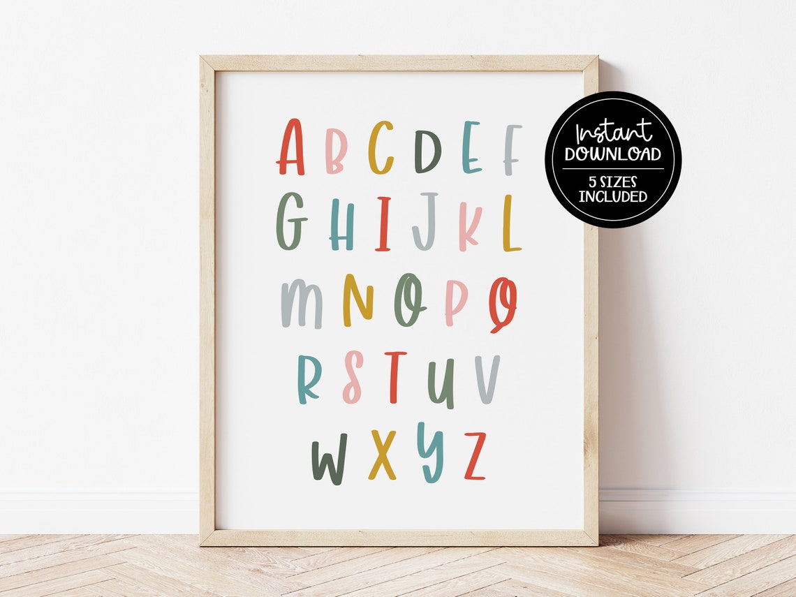 Alphabet Abc Wall Print // Printable Kids Wall Art Wall - Etsy