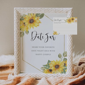 placa e cartão de jarro de data // placa de chá de panela de girassol, chá de casamento, girassóis, aquarela floral, placa de chá de panela imprimível