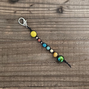 Kepler-90 System Keychain, #74, Keychain, Beaded Keychain, Outer Space Keychain, Planet Keychain, Science Keychain, Astronomy Keychain