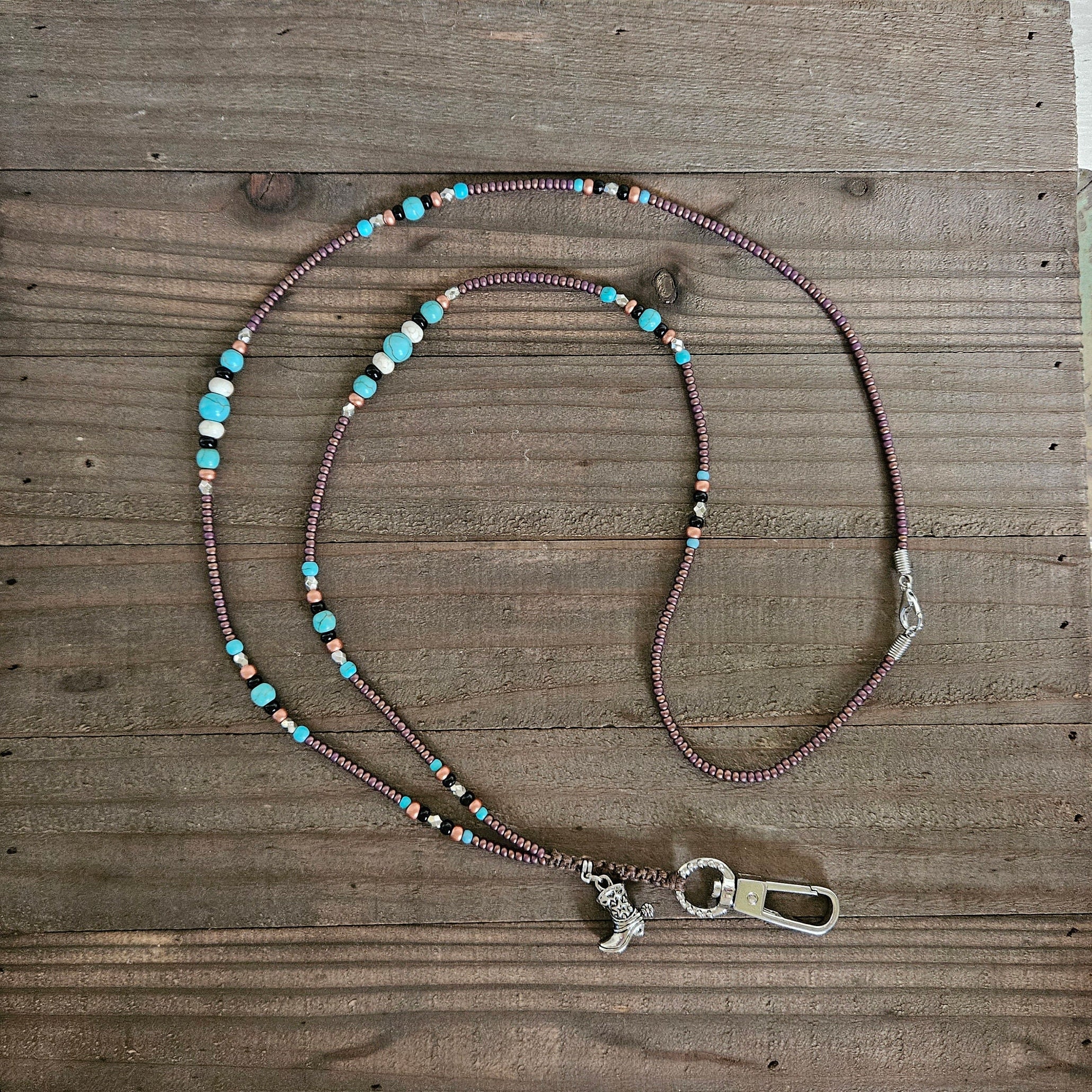 Western Lanyard, #4, Cowboy Boot, Turquoise Lanyard, ID Badge Holder, Teacher Lanyard, Nurse Lanyard, Student, Cruise Card Holder