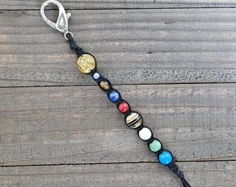 Solar System Keychain, #78, Keychain, Beaded Keychain, Outer Space Keychain, Planet Keychain, Science Keychain, Astronomy Keychain