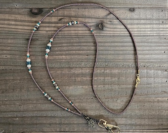 Pinecone Lanyard, Dark Green Charm Lanyard, Beaded Lanyard, ID Badge Holder, Teacher Lanyard, Nurse Lanyard, Student, Cruise Card Holder