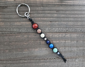 Trappist-1 System Keychain, #75, Keychain, Beaded Keychain, Outer Space Keychain, Planet Keychain, Science Keychain, Astronomy Keychain