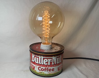 Vintage Coffee Can &#39;Touch Lamp&#39;, Butternut Coffee, Kitchen Lamp, Mothers Day