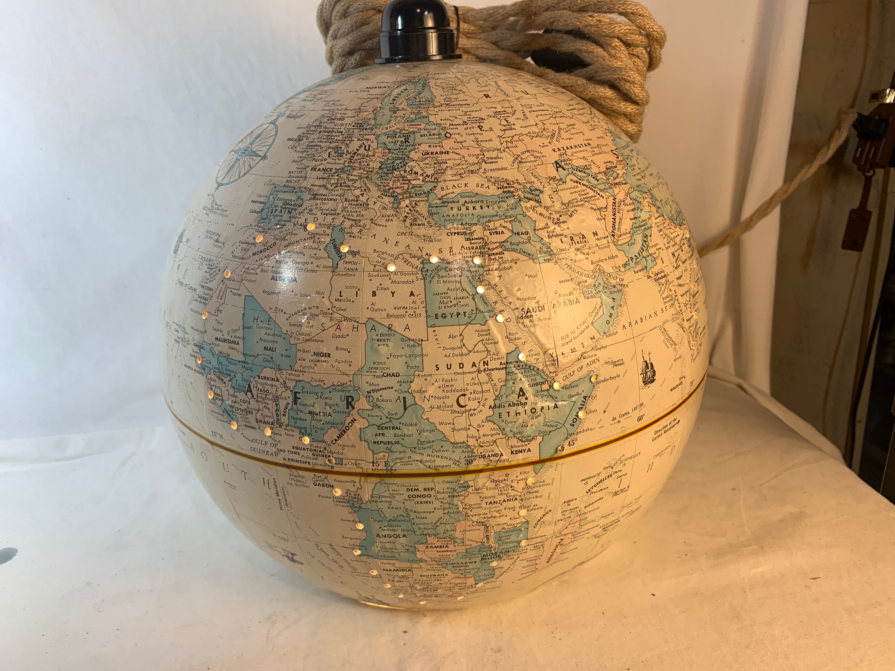 Globe Pendant Light, Globe Lamp, Hanging Globe, World Globe