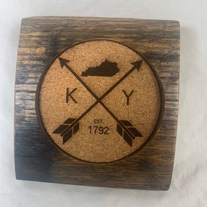 Barrel Stave Coasters met Kentucky Artwork, Barrel Staves, Bourbon Staves, Whiskey Staves, Man Cave, Vaderdag