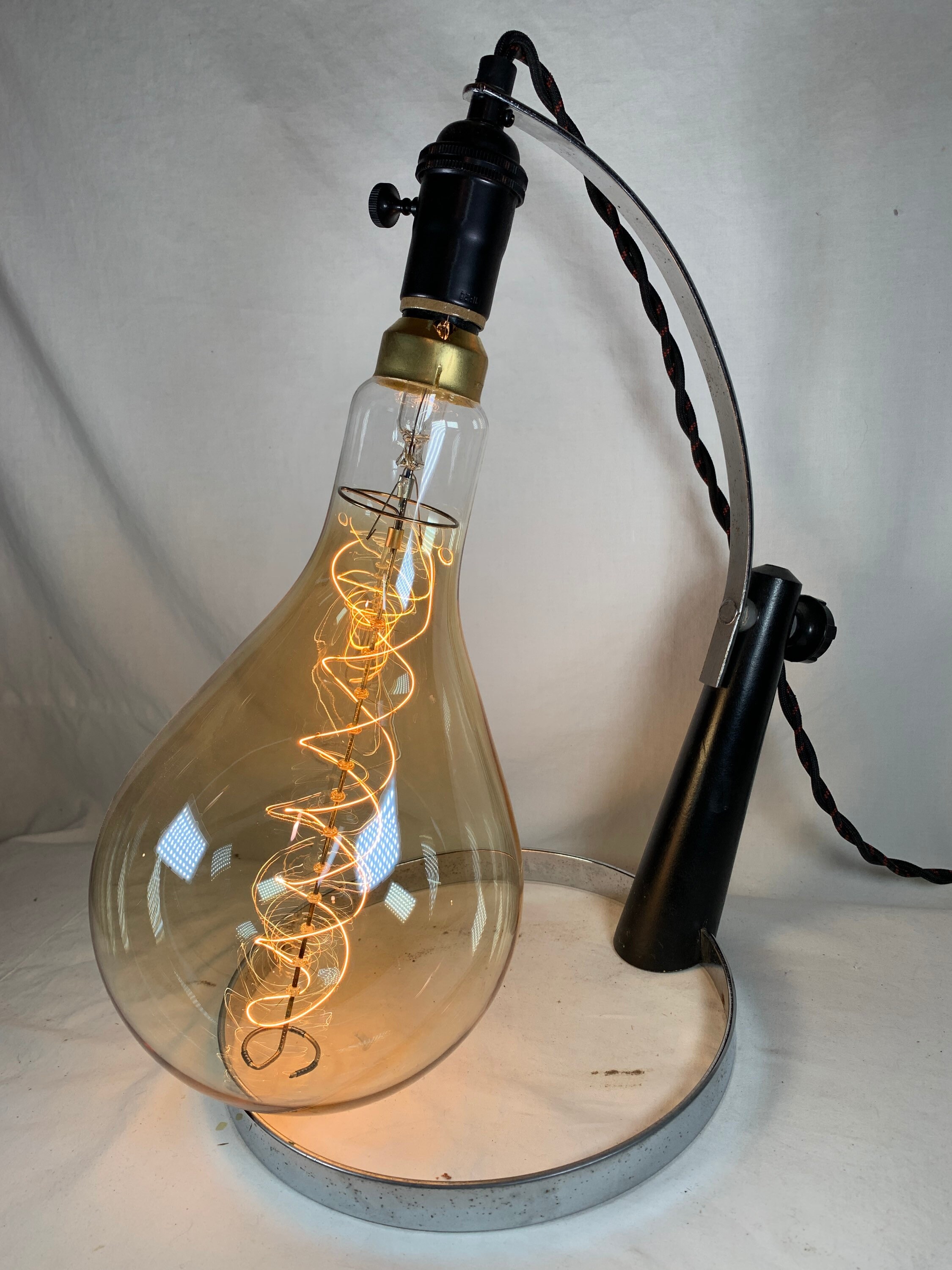 Giant 13-inch Edison Bulb Lamp With Mid-century Modern Base