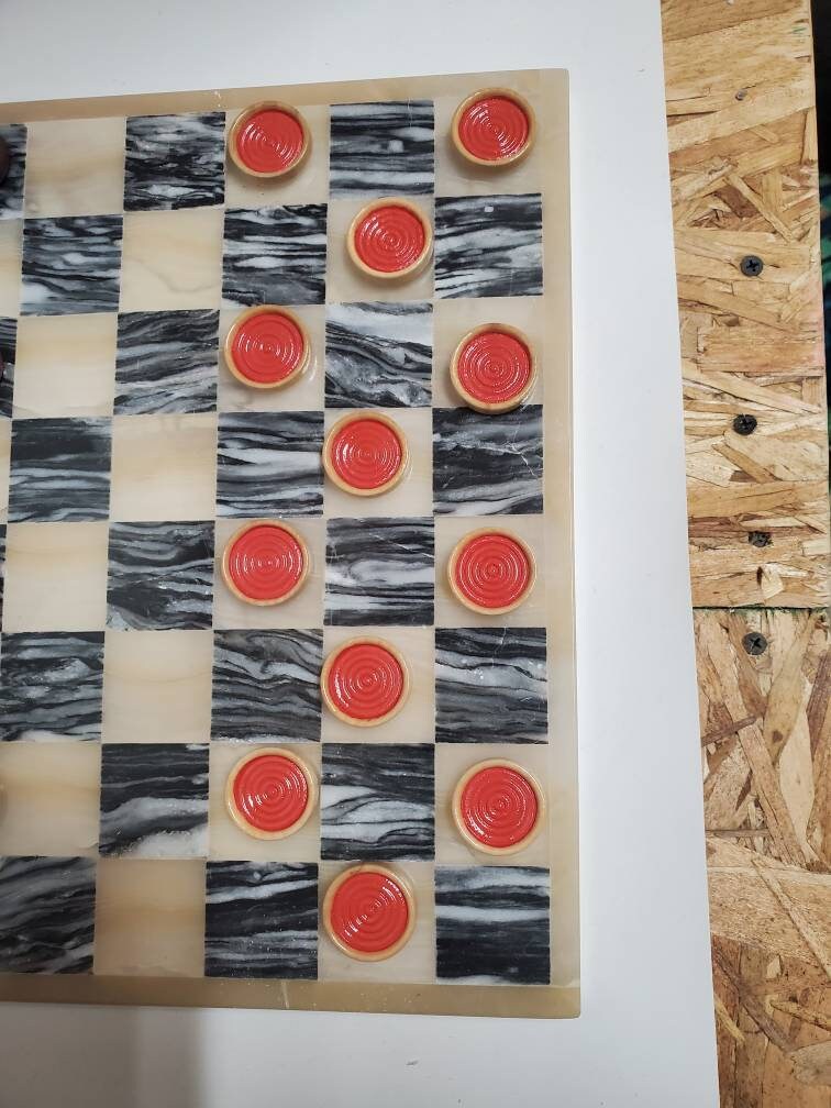 Checker Print Set HANDPAINTED CHECKERS SET - Etsy