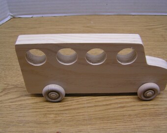 Handmade Wooden Mini Bus Toy, USA Made