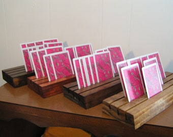 Stained Pine Wood Playing Card Holder, 3 or 4 Row