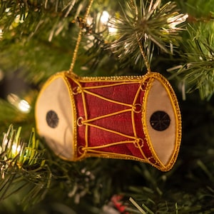 Punjabi Dhol  Holiday Ornament - Silk with Zari Embroidery