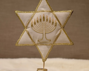 Jewish Star of David Christmas Tree Topper, Stained Glass Jewish Star ...