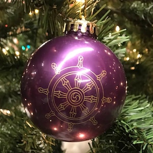 Dharma Wheel (Dharmachakra)  Holiday Ornament - Shatterproof Ornament in Multiple Colors