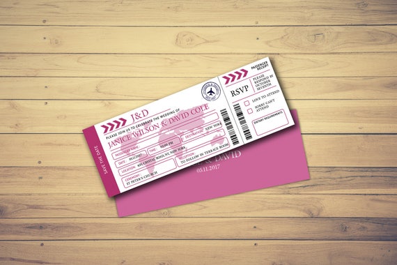 Zaproszenia ślubne Przeznaczenia Karta Pokładowa Zapisać Etsy