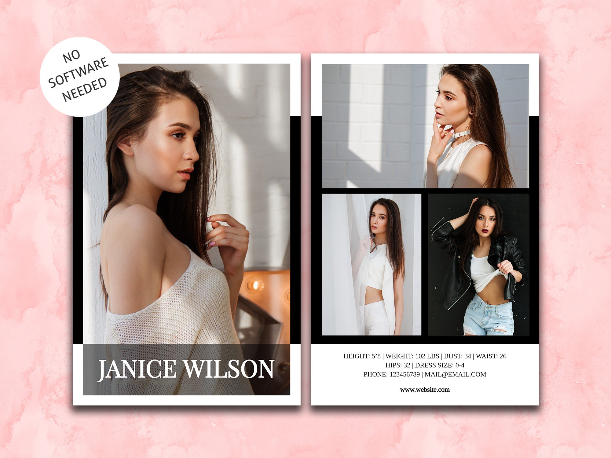 Professional Comp Card Template, Modeling Comp Card Template, Very Easy to  Edit Online, Online Template With Download Comp Card Template