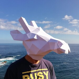 Make Your Giraffe Mask from paper, PDF pattern mask, Polygon Face DIY Paper Mask, Papercraft, Party Animal
