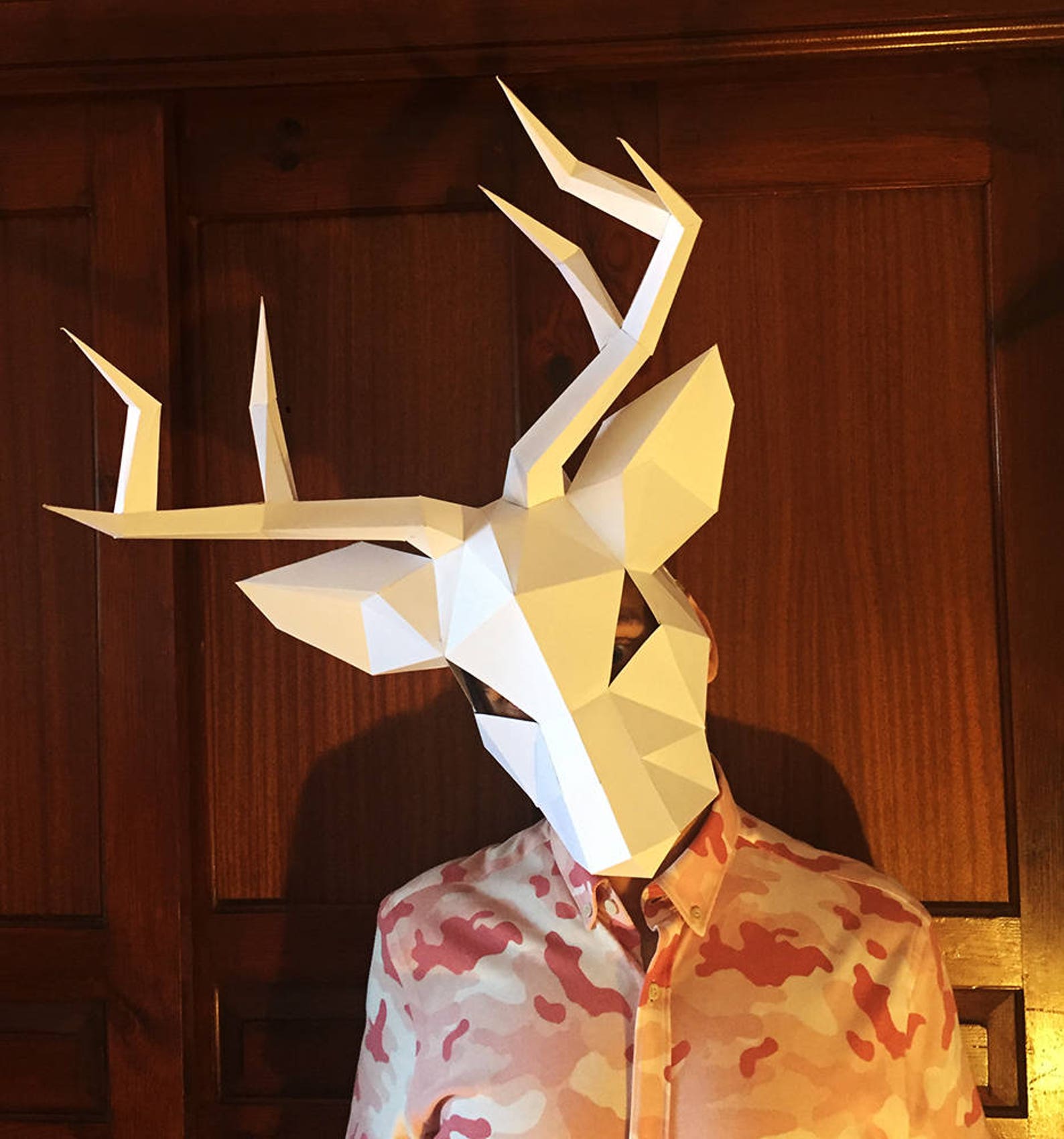 Make Your Deer Mask from paper PDF pattern mask Polygon Face - Etsy España
