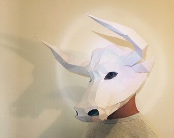 DIY Minotaur Bull Mask: Polygon Papercraft Pattern (PDF)