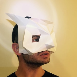 Make Your Own OWL Mask from paper, PDF pattern mask, Polygon Face DIY Halloween Paper Mask, Papercraft, party eco friendly
