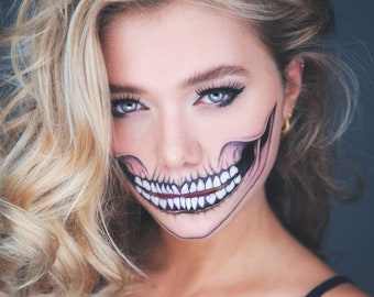 Skull Face Tattoo for Halloween – Skull Face Tattoo, Skeleton Costume | TATTOOCREW