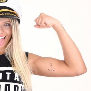 Includes 2 tattoos: Temporary Anchor Tattoo, Anchor, Temporary Tattoo, Navy, Ship, Sailor, hand draw, black and white, Art, Bodyart