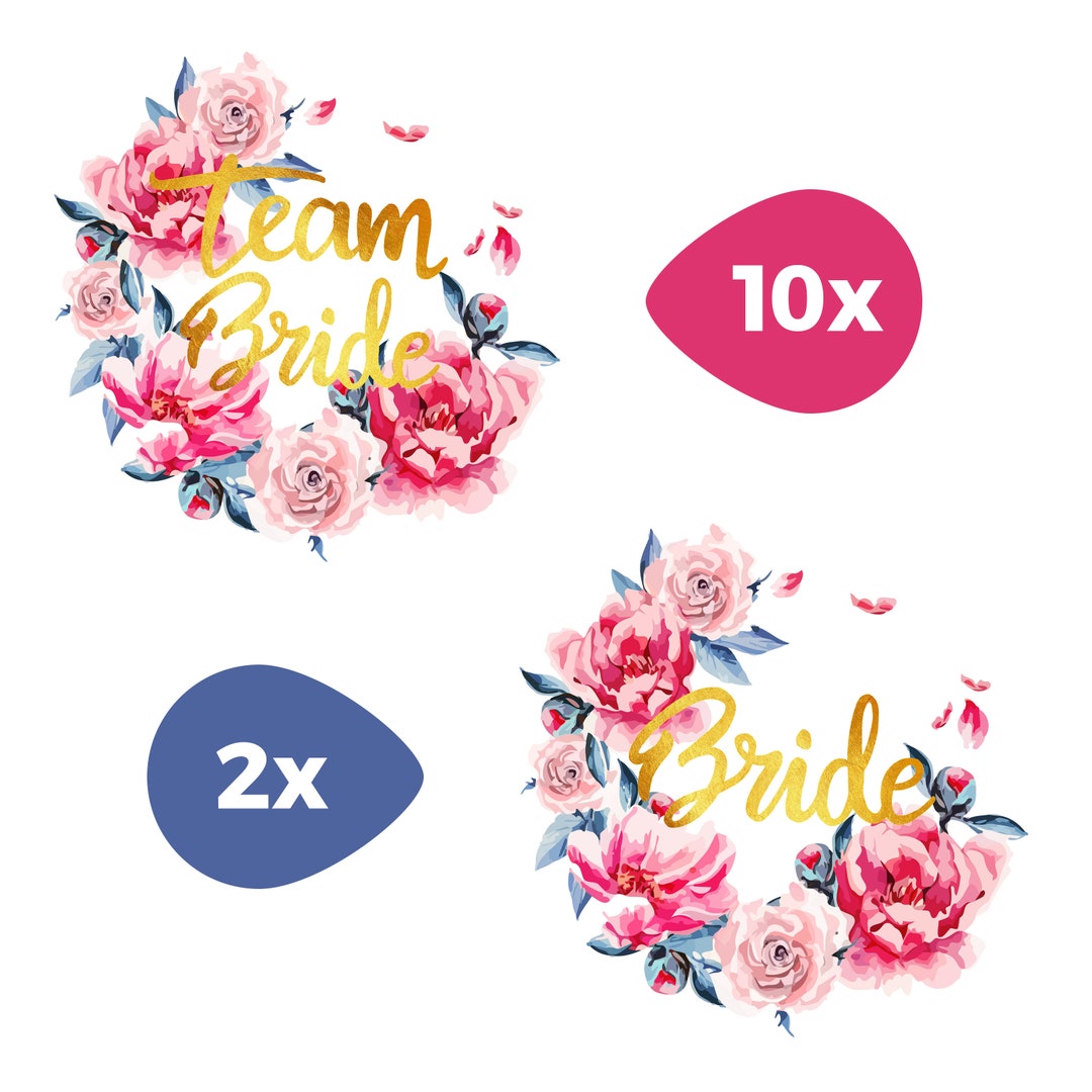 Team Bride + Bride, 12 Temporary Tattoos, Gold Tattoo, Wedding ...