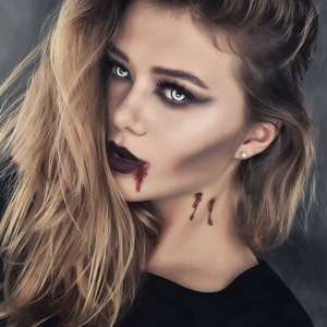 Includes 2 tattoos: Temporary tattoos, vampire, Halloween, bite, temporary tattoo, halloween costume, costume temporary tattoo, scary Dracula