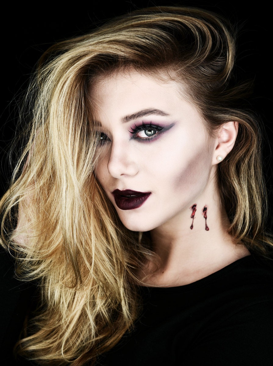 Includes 2 Tattoos: Temporary Tattoos, Vampire, Halloween, Bite, Temporary  Tattoo, Halloween Costume, Costume Temporary Tattoo, Scary Dracula - Etsy, image size:895x1200