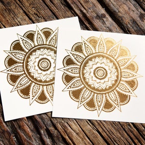 Comprend 2 tatouages: tatouage en or, mandala, tatouage hindou, bouddhisme, tatouage temporaire, tatouage métallique, fait à la main