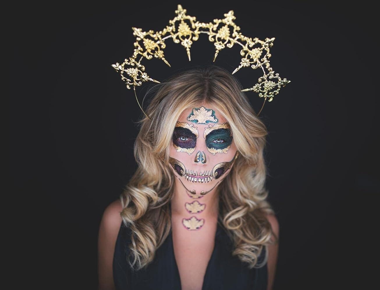 FIESTAS GUIRCA Catrina Haarreif Mit Lila Und Schwarzen Blumen – Bunter Karneval & Party Haarschmuck