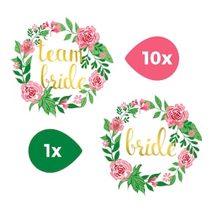 Team Bride + Bride, 11 Temporary Tattoos, Gold Tattoo, Wedding, Bachelorette, Bachelorette Party, Temp Tattoo, Bride, Metallic, hand drawn