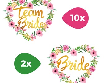 Team Bride + Bride, 12 Temporary Tattoos, Gold Tattoo, Heard, Wedding, Bachelorette, Bachelorette Party, Temp Tattoo, Bride, Metallic, JGA