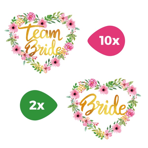 Team Bride + Bride, 12 Temporary Tattoos, Gold Tattoo, Heard, Wedding, Bachelorette, Bachelorette Party, Temp Tattoo, Bride, Metallic, JGA