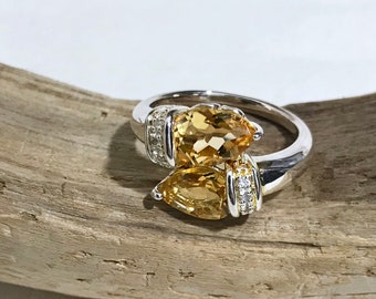 Sterling Silber echte Citrin (2,13 ct) Designer Ring