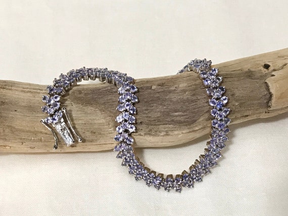 925 Silver Bracelet, Natural Tanzanite Bracelet, … - image 2