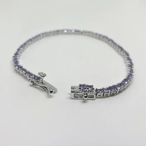 Sterling Silver Link Bracelet Natural Tanzanite 4.00 ct Bracelet, Appraised 625 USD image 3