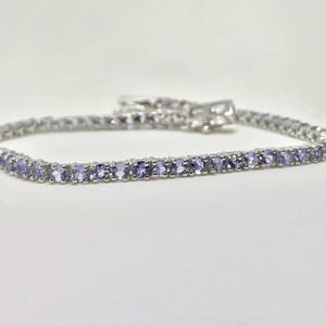 Sterling Silver Link Bracelet Natural Tanzanite 4.00 ct Bracelet, Appraised 625 USD image 1