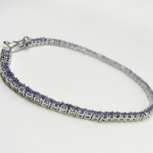 Sterling Silver Link Bracelet Natural Tanzanite 4.00 ct Bracelet, Appraised 625 USD image 2