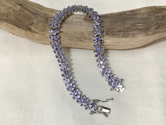 925 Silver Bracelet, Natural Tanzanite Bracelet, … - image 1