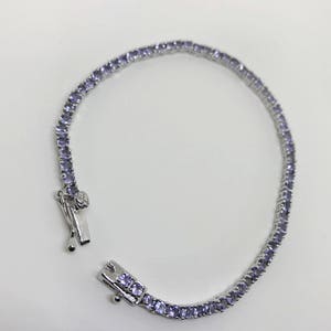 Sterling Silver Link Bracelet Natural Tanzanite 4.00 ct Bracelet, Appraised 625 USD image 4